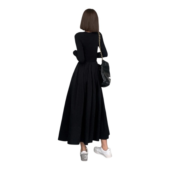 COMMENSE Leisure Pockets Long Sleeve Long Dress COLOR - Black, size Small NWt - Picture 2 of 11